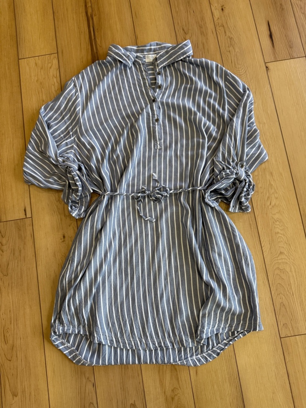 Time and Tru Navy and White Striped 100% Rayon Top/mini dress
